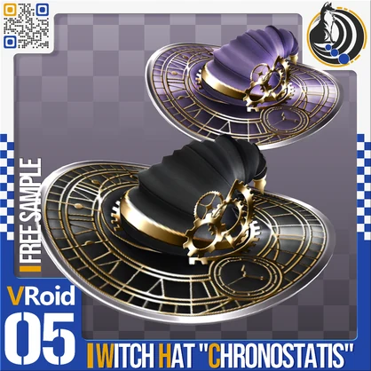 [XWear対応] VRoid用 10色展開 ウィッチ/ウィザードハット ”クロノスタシス" - Witch / Wizard Hat "Chronostasis" 10Colors