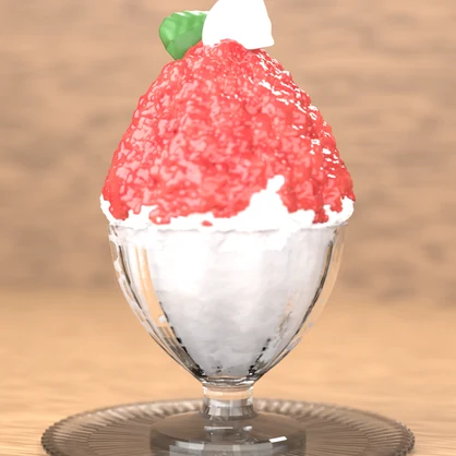 いちごのかき氷（3Dモデル）｜VRChat対応・低ポリ版同梱