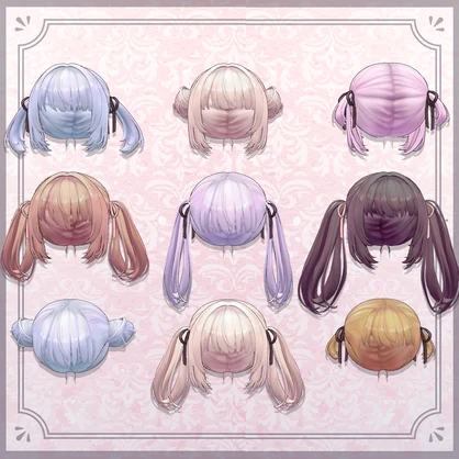 【10アバター対応】ツインテールヘアセット -twintail hair-【PB対応】