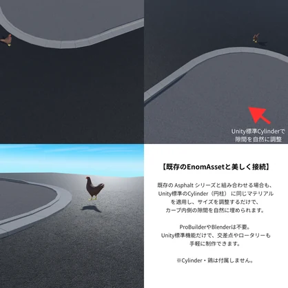 EnomAsset L字側溝 街の道路 10種 洗い出しコンクリート VRChat Cluster Unity ワールド制作 背景素材 境界線 縁石 3D素材