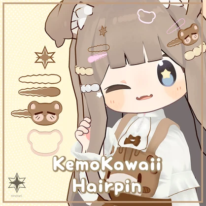 [Free] KemoKawaii Hairpin [VRChat assumed]