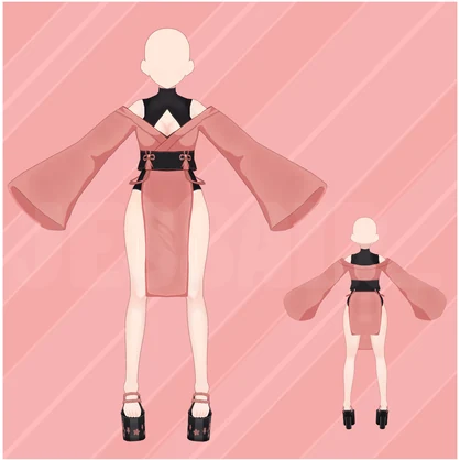【VRoid デーモネスコスチューム】Kimono | Texture | Cute | Vroid Clothes and Textures | Short Outfit