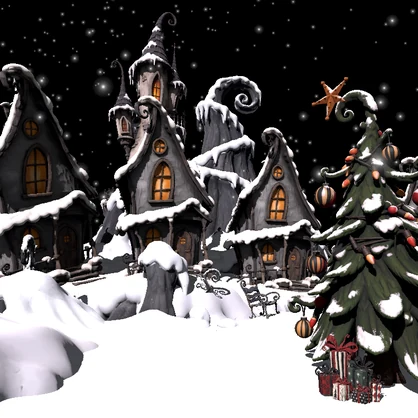 Tim Burton-Inspired Gothic Winter Village | VRChat Asset Pack
