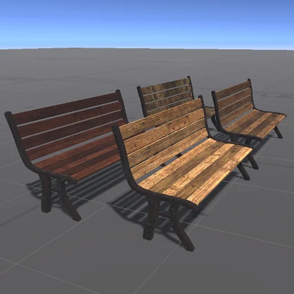 【3D屋外小物】ウッドベンチその3【VRChat向け】