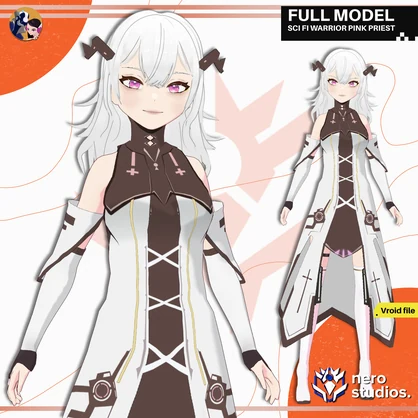 SCI FI WARRIOR PINK PRIEST BOSS UNIFORM ARMOR OUTFIT (VROID FILE) / SF 女神 戦士 ピンク 祭司 ボス 制服 鎧 衣裳