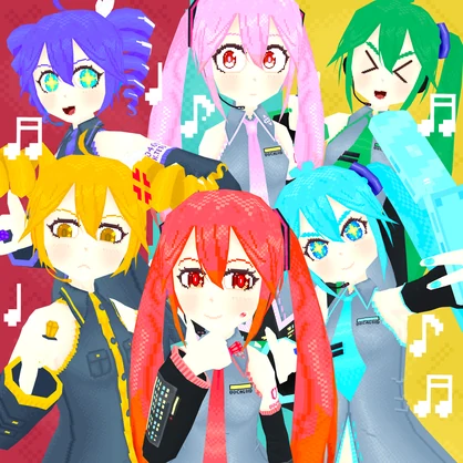 PS1 「ミク」「テト」「ネル」 Miku, Teto, Neru / 3D モデル