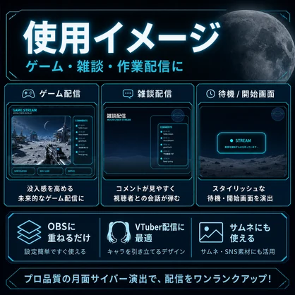 月面サイバー配信素材パック【OBS / VTuber / 商用利用OK