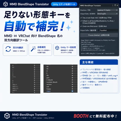 【無料】MMD BlendShape 双向翻译器 / MMD⇄VRChat BlendShape Translator