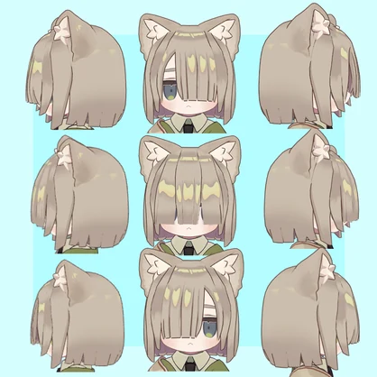 【キプフェル・まめひなた】前髪3種+メカクレ おかっぱ&セミロング