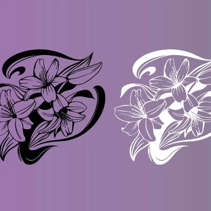 百合の花のタトゥーイラスト - 高解像度png or aiベクター - 94