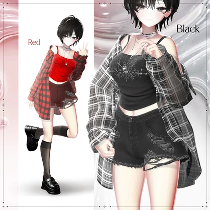 ❖ 【15アバター対応】✦†─Urban Check─†✦【VRChat向け衣装モデル】❖