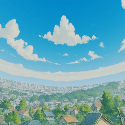【3D環境・ワールド】高台にある住宅街Skyboxマテリアル unityパッケージ
