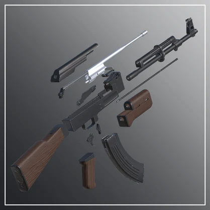 AK-47 7.62×39 アサルトライフル　【VRC想定3Dモデル】