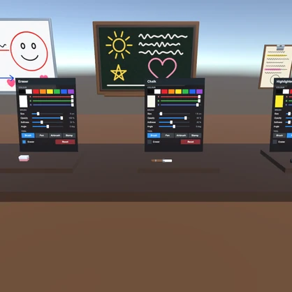 【VRChat ワールド用】LogicCuteGuy Paint Board - みんなで描けるお絵かきボード&ペン 7 種(画像スタンプ対応・全員に同期・後から入った人にも表示)