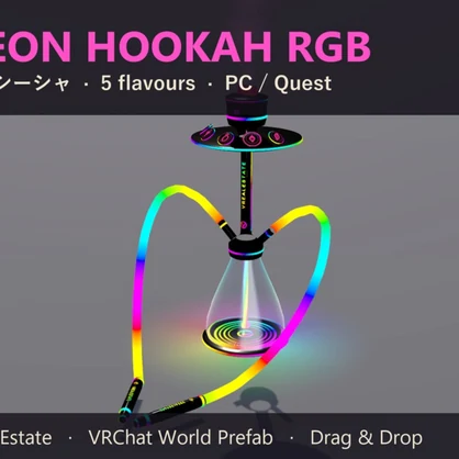 【VRChat】光るシーシャ Neon Hookah RGB フレーバー5種【Quest対応】