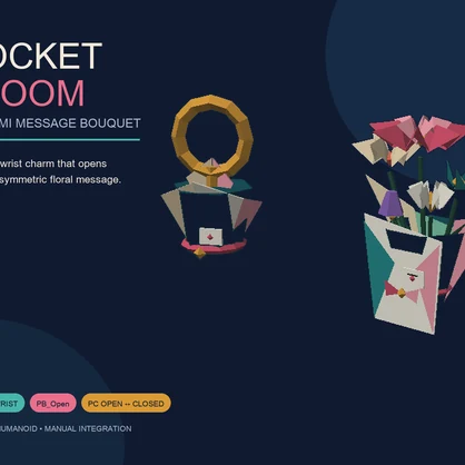 Pocket Bloom｜折り紙メッセージブーケ｜Generic Humanoid Hand/Wrist VRChatアクセサリー