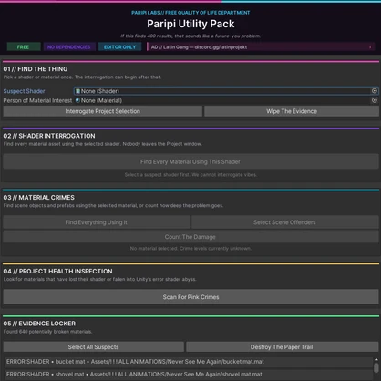 Paripi Utility Hub | Free Unity QoL Tools