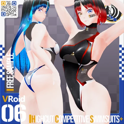 [XWear対応] VRoid用 21色展開 ハイカット競泳水着プラス - High cut Competitive Swimsuits Plus 21Colors