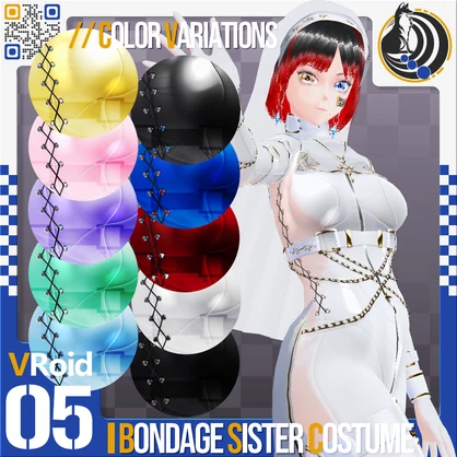 [XWear対応] VRoid用 12色展開 ボンデージシスター(修道女)衣装 / Bondage Sister Costume 10Colors