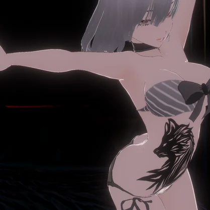 ダークウルフNight Reaver（ナイト・リーヴァー）のタトゥー - 白・黒 - VRoidテクスチャ＋png Dark Sings