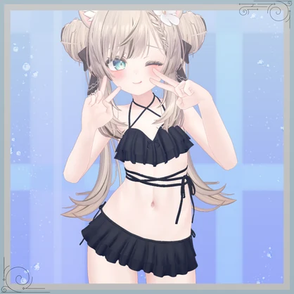 セール中！600→300円【VRChat向け】オリジナル3Dモデル「frills_swimsuit」