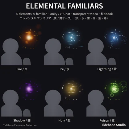 Elemental Familiars – 6 elements (Fire/Ice/Lightning/Shadow/Holy/Poison) | Tidebone Studio