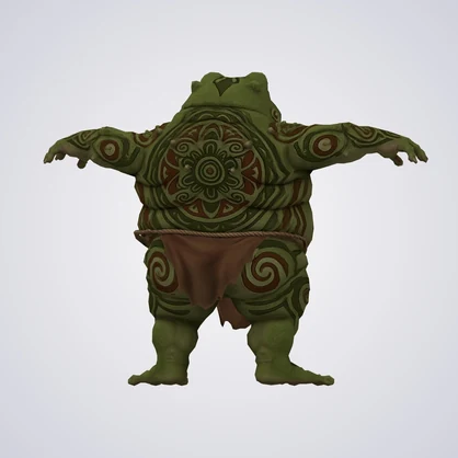 カエル男の3Dモデル(ローポリ)