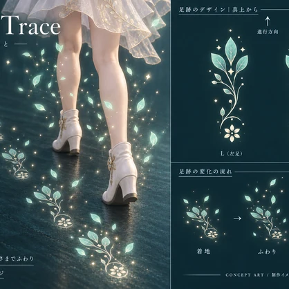 Fairy Trace | White-Gold Botanical Footprints & Rising Leaves | PC VRChat