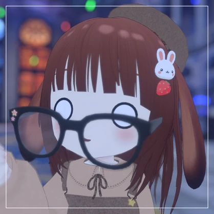 【無料】黒縁メガネ＋兎と苺のヘアピン【VRChat】