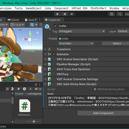 VRChat/Unity 用 メモ帳 VRC Safe Sticky Note