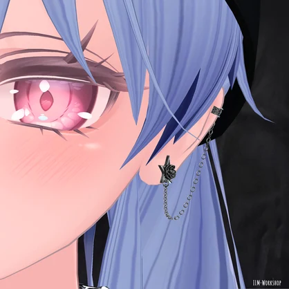 【VRChat向けアクセサリー】黒薔薇と鎖のイヤーカフ - CatenaRose -