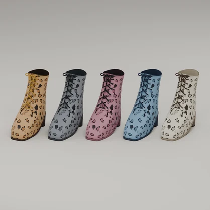 【5アバター対応】レオパード柄ショートブーツ｜LEOPARD LACE-UP BOOTS