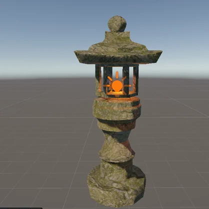 【Unity / VRChat向け】光る！和風石灯籠（炎の明滅ギミック付き・神社・廃墟プロップ）3Dモデル