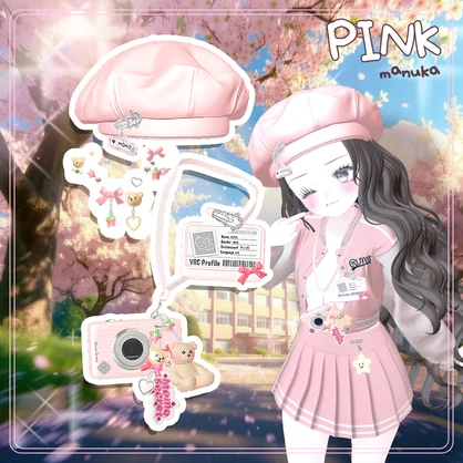 【9アバター】Spring School Accessory Set 【全6色 / 名札改変OK / キーリング＆ピンON・OFF】