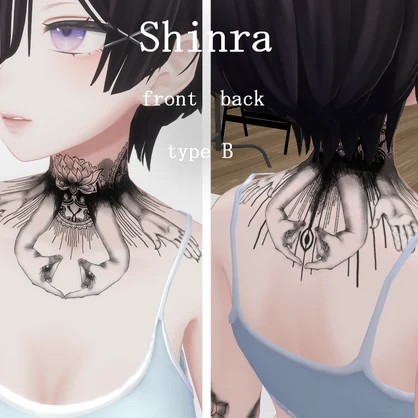 【Tatoo texture】蓮と手がモチーフのタトゥー 3アバター対応 各部位パーツわけ可能
