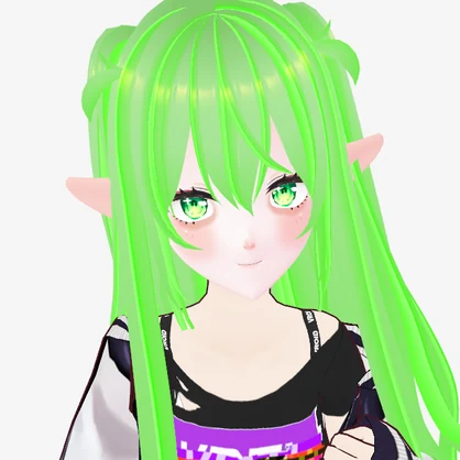 Vroid ネオングリーンの髪の質感。// Neon green hair texture