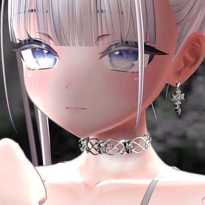 [11アバター対応プレハブ] GOTH PUNK ACCs [SKULL] ピアス チョーカー #VYV_VRC #VirtualYoungVision