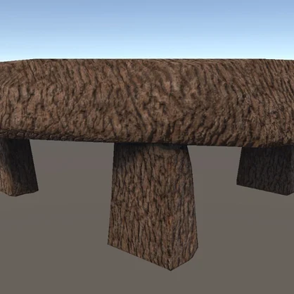 【VRChat想定】ローポリ原木ローテーブル｜Low Poly Wooden Table