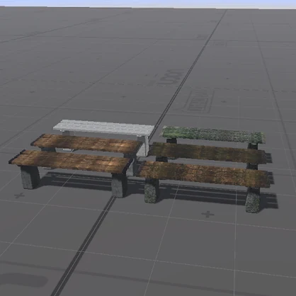 【3D屋外小物】ウッドベンチ(石ベンチ)【VRChat向け】