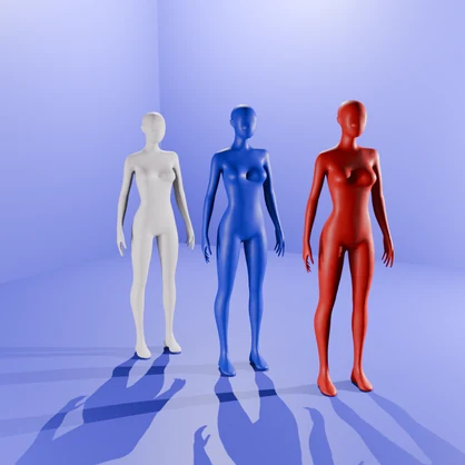 男女成人3Dモデル3色6体セット