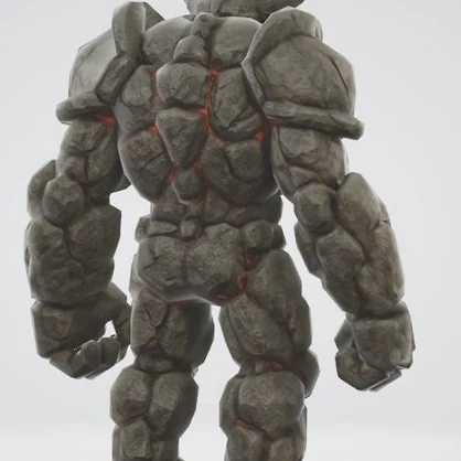 ストーンゴーレム（ローポリ）の3Dモデル