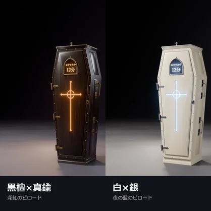 【しなの・ショコラ対応】AFK 棺 ― 離席すると自動で閉まる立ち棺（離席時間の小窓・手動で入れる・MA対応・2色）【VRChat】