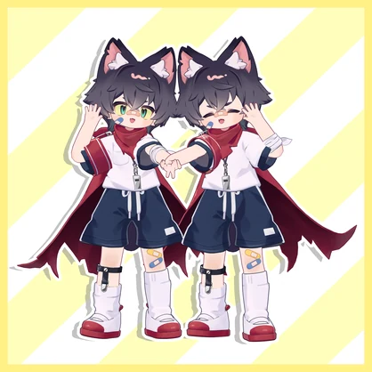 【無料】2人でピース！【まめふれんず・ポーズ】