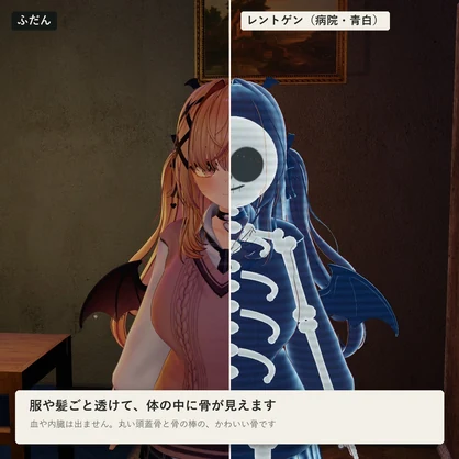 【VRChatアバター】体が透けて骨が見える「レントゲン」ハロウィン・X線【PC】