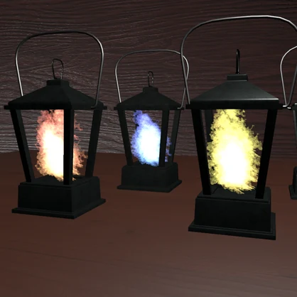 【エフェクト付き3Dモデル】炎の灯るランタン / Lanterns with flames lit