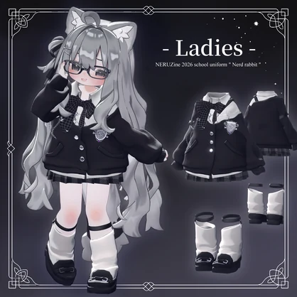 【5素体対応衣装】🐰ナードラビット for school🖊- NerdRabbit for school -【VRChat】