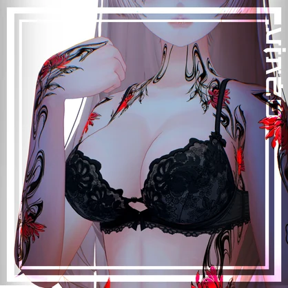 【Neon Shadow Flower Tattoo】 25 Avatars - 4k Textures 入れ墨 *テクスチャ* /HD