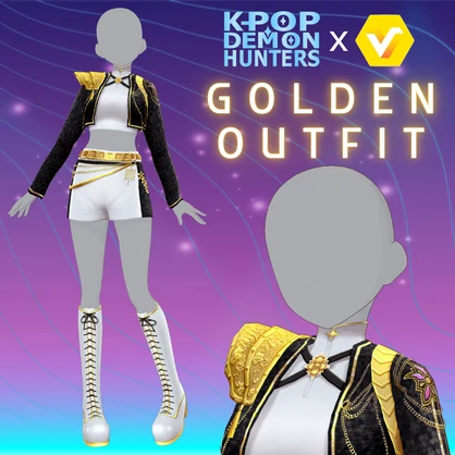【VRoid】 Rumi Golden Outfit K-Pop Demon Hunters inspired