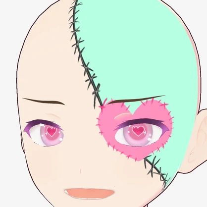 【VRoid用テクスチャ】半面・全面対応 🧟‍♀️🩷ミンティ・フランケンハート/Minty Franken-Heart Face Paint