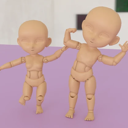 【Blender】ねんどろいど素体風モデル Nendoroid-style body model【VRChat】
